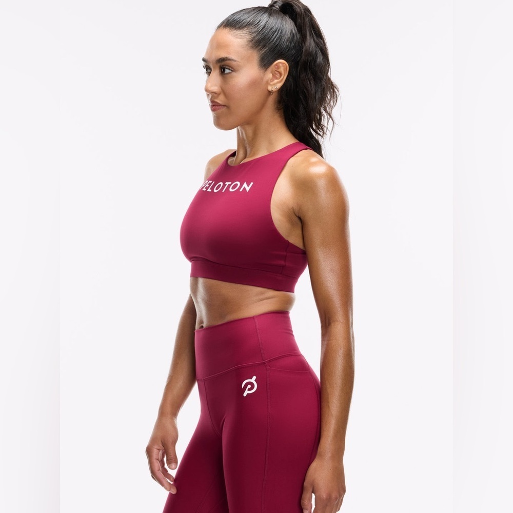PELOTON maroon racer back bra and leggings, 23” (S)